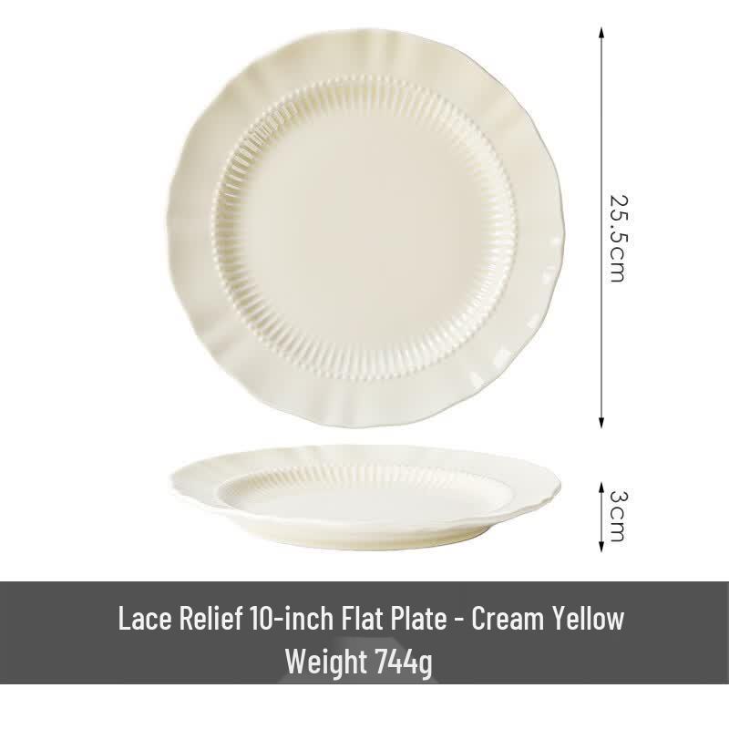 OIMG Cream Style Embossed Ceramic Plate