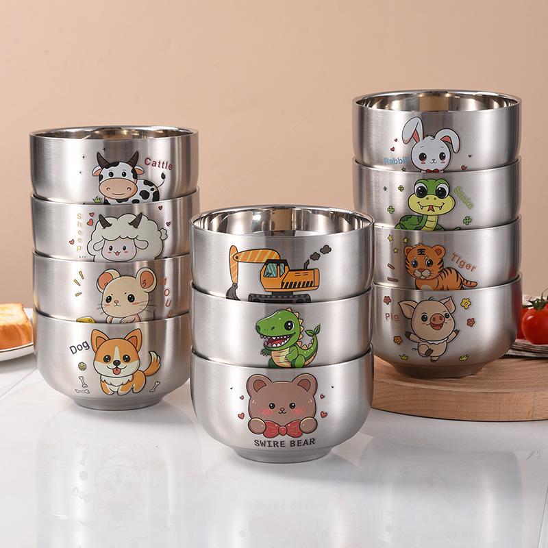 Children's Cartoon Zodiac Insulated Stainless Steel Bowl - Food Grade, Double Layer, Anti-Fall Design