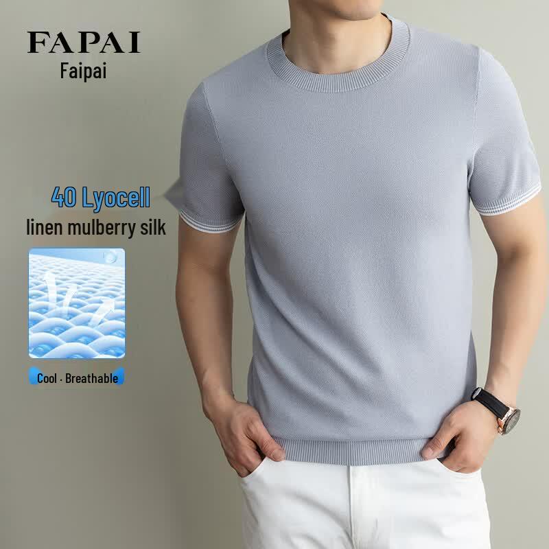 FAPAI Men s Tencel & Silk Blend Short-Sleeve T-Shirt 2XL