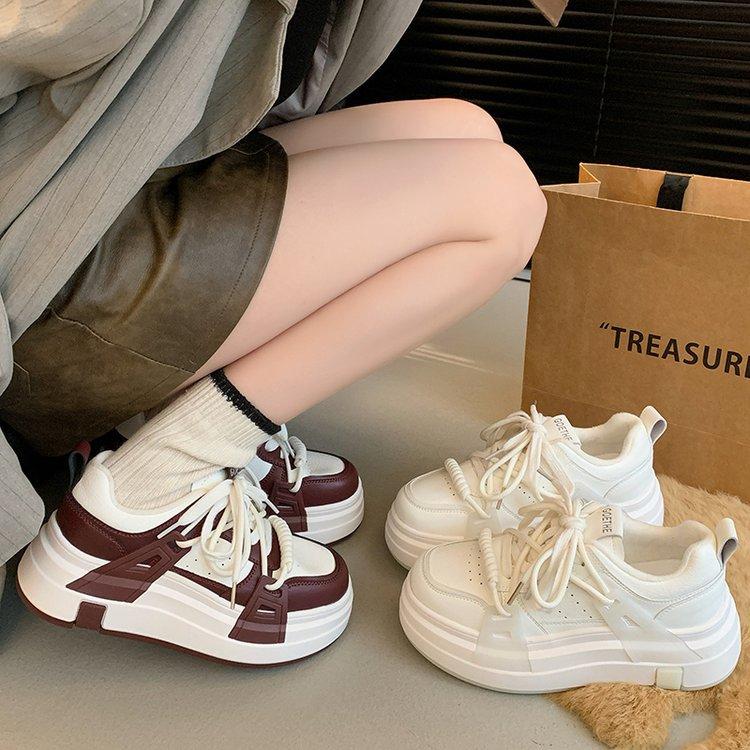 Leather little white shoes women's thick-soled heightening sports and leisure board shoes winter 2025 new soft-soled warm cotton shoes