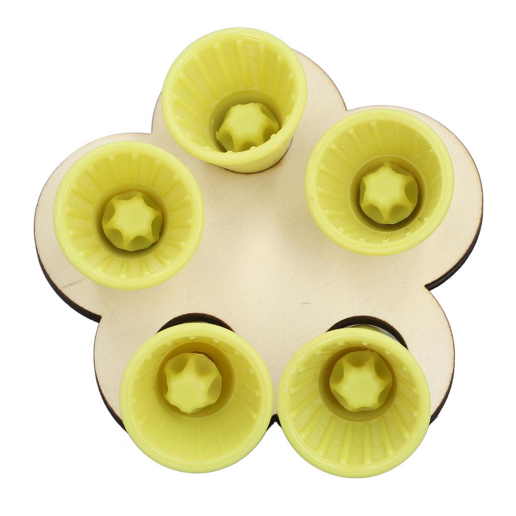 Bee Drinking Cup with Wooden Stand 5 Cups Plastic Water Dispenser Watering Station for Thirsty