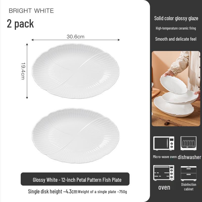 2025 Luxury Ceramic Fish Plate: Stylish, High-End Tableware for Steamed Fish & Vegetables
