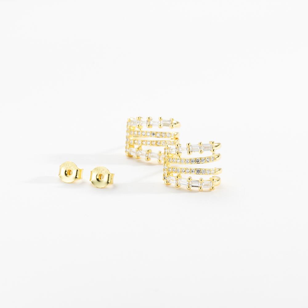 ANDYWEN 925 Sterling Silber Gold Vier Kreis Creolen Zirkon CZ Piercing Ohrring Rock Punk Clips 2023 Valentinstag Geschenk