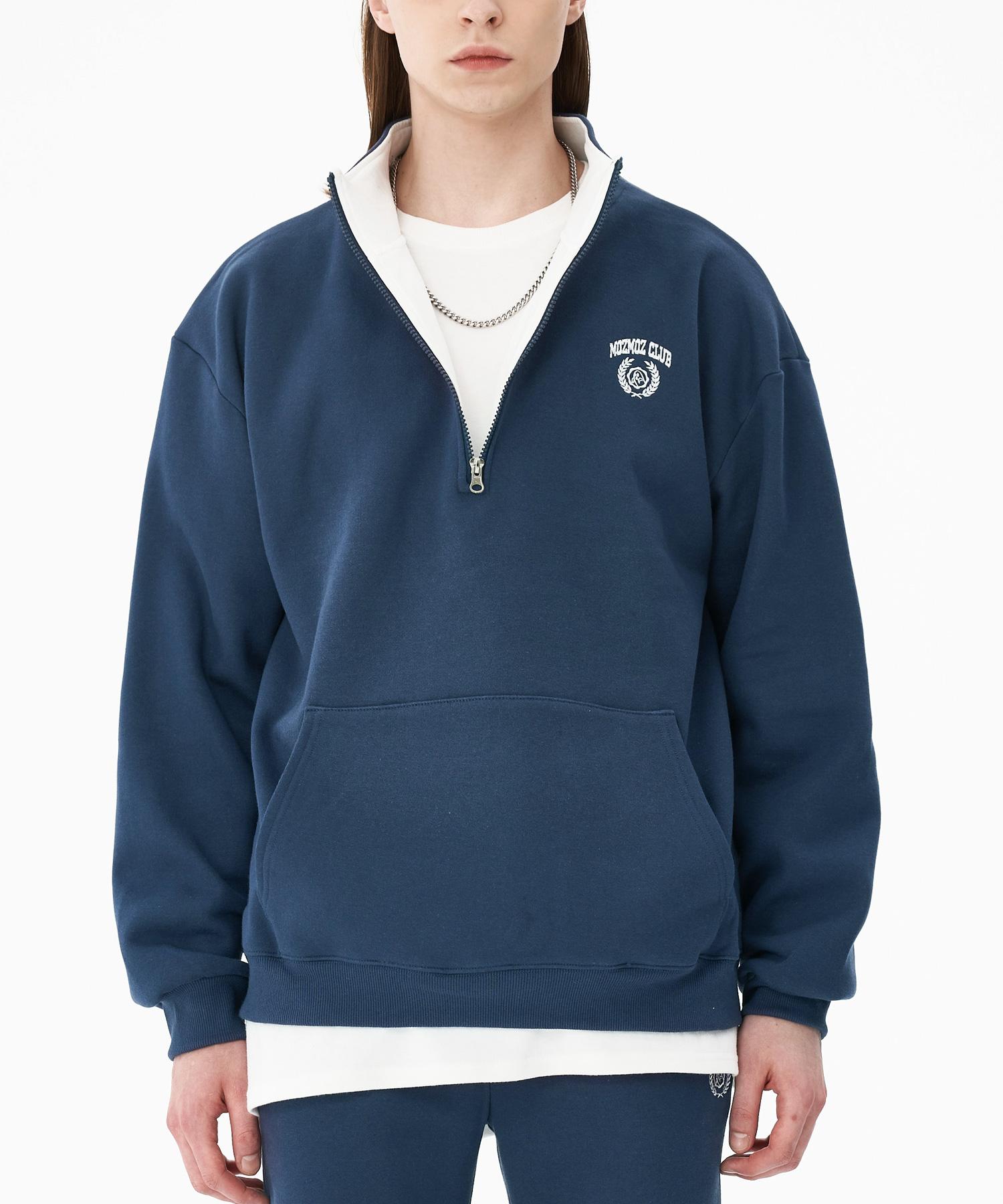 Moz Moz Laurel Oversized Fleece-Lined Half-Zip Blue Blue/1