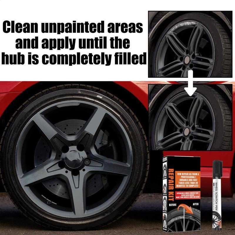 Wheel Rim Repair Kit Automotive Black Alloy Wheel Rims Paint Fill Pen Set Car Wheel Repair Quick Dry Coverage For Black Tire Rim