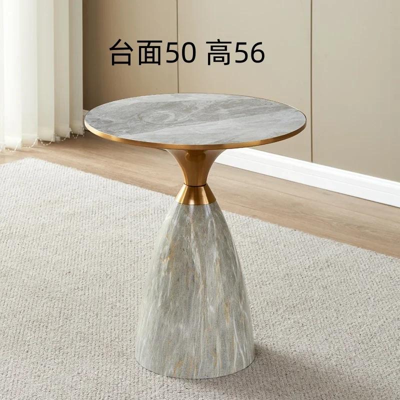 Light Luxury Round Coffee Table Modern Simple Exquisite Household Corner Table Living Room Sofa Side Table Rock Plate Small