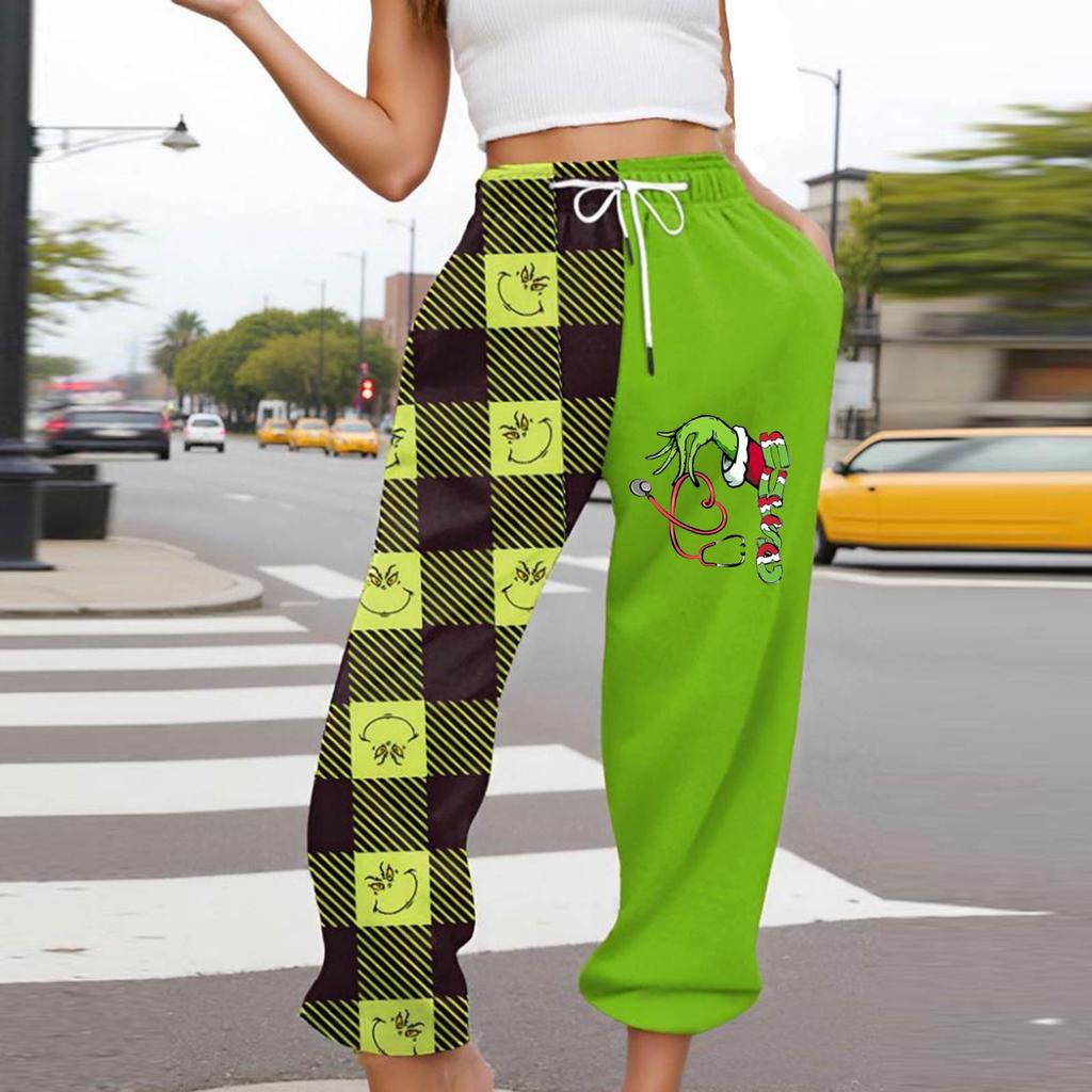 Women's Casual Fashion Christmas Printed Casual Sweatpants Elastic Waist Drawstring Pants