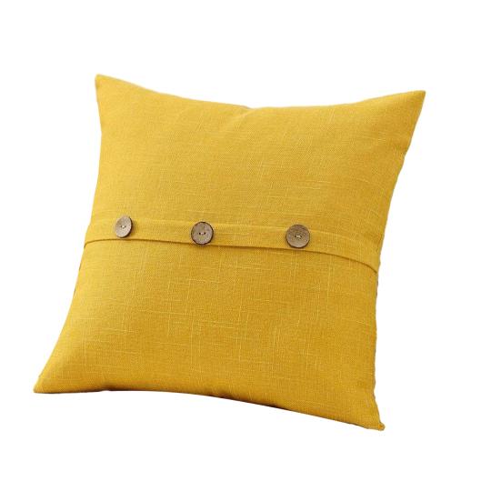 

Декоративные чехлы на подушки из льна 45x45 см, квадратные наволочки с кокосовыми пуговицами, винтажный декор для дома в стиле фермерского дома, для дивана, кровати, софы 45x45cm жёлтый
