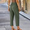 Women's Cropped Pants With Waist Drawstring, Summer Casual Cropped Pants Cotton Cropped Pants
