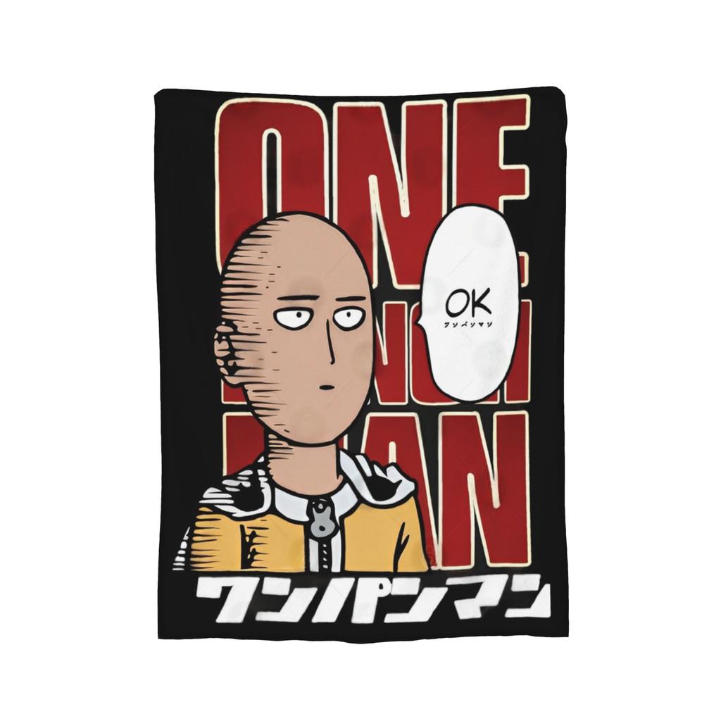 Anime One Punch Man Fleece Throw Blanket Saitama Cartoon Blankets for Home Office Lightweight Bedding Throws,