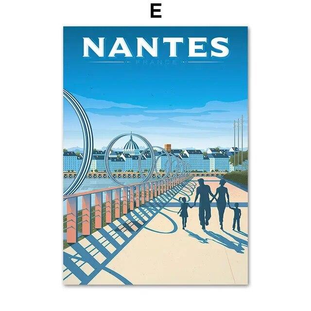 Nordic France Nice Paris Monaco Nantes Poster Colored Travel City Romantic Landscape Canvas Painting Art Wall Home Decor Gift