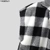 INCERUN Men Sleeveless Plaid Check Furry Casual Loose Cropped Waistcoat Vest