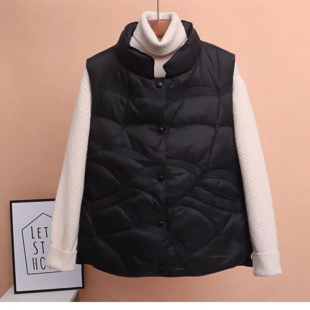 Korean Split Diamond Pattern Short Down Jacket with Stand-Up Collar