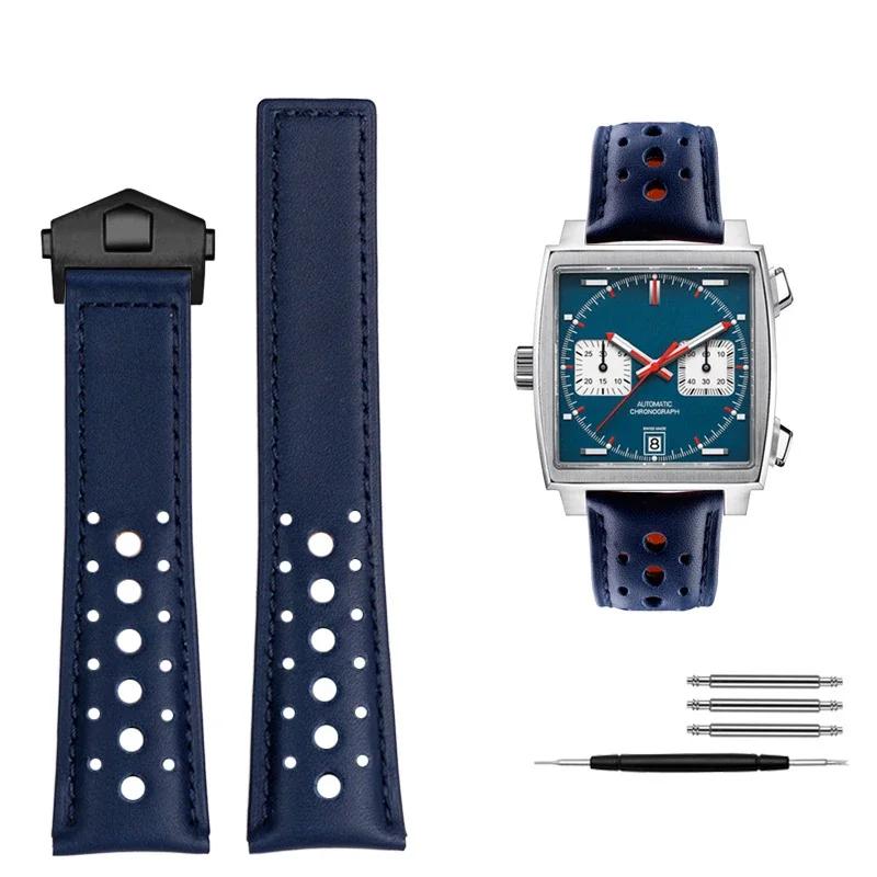 ONE22mm Příslušenství k hodinkám Pro TAG Pro HEUER Řemínek MONACO CARRERA Náramek Matná teletina Kvalitní kožený řemínek k hodinkám NáramekMN