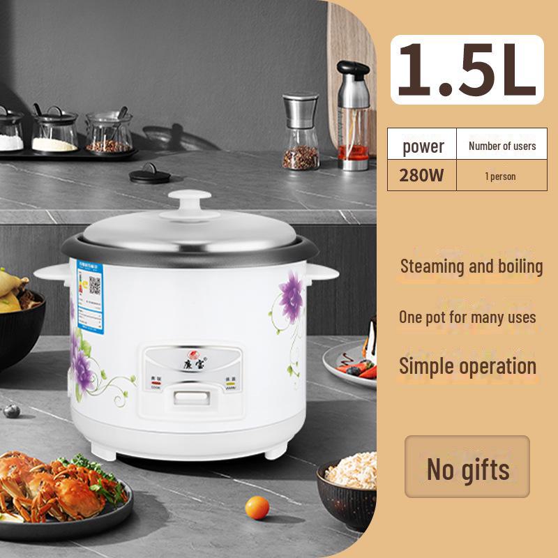 Compact Electric Rice Cooker, 5L Non-Stick, Serves 1-4, Classic Design for Small Households