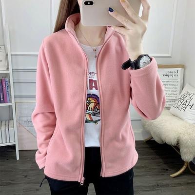 Fleece Damen Polarfleecejacke Damen Outdoor Frühling, Herbst und Winter Doppelseitige Dicke Pulloverjacke