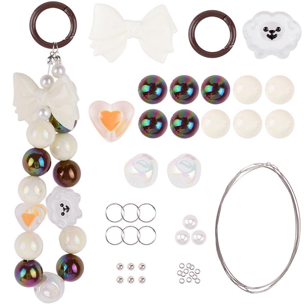 

T0814 Phone Chain Making Kit Acrylic Beaded DIY Wrist Strap Set,Total Length: 25cm A