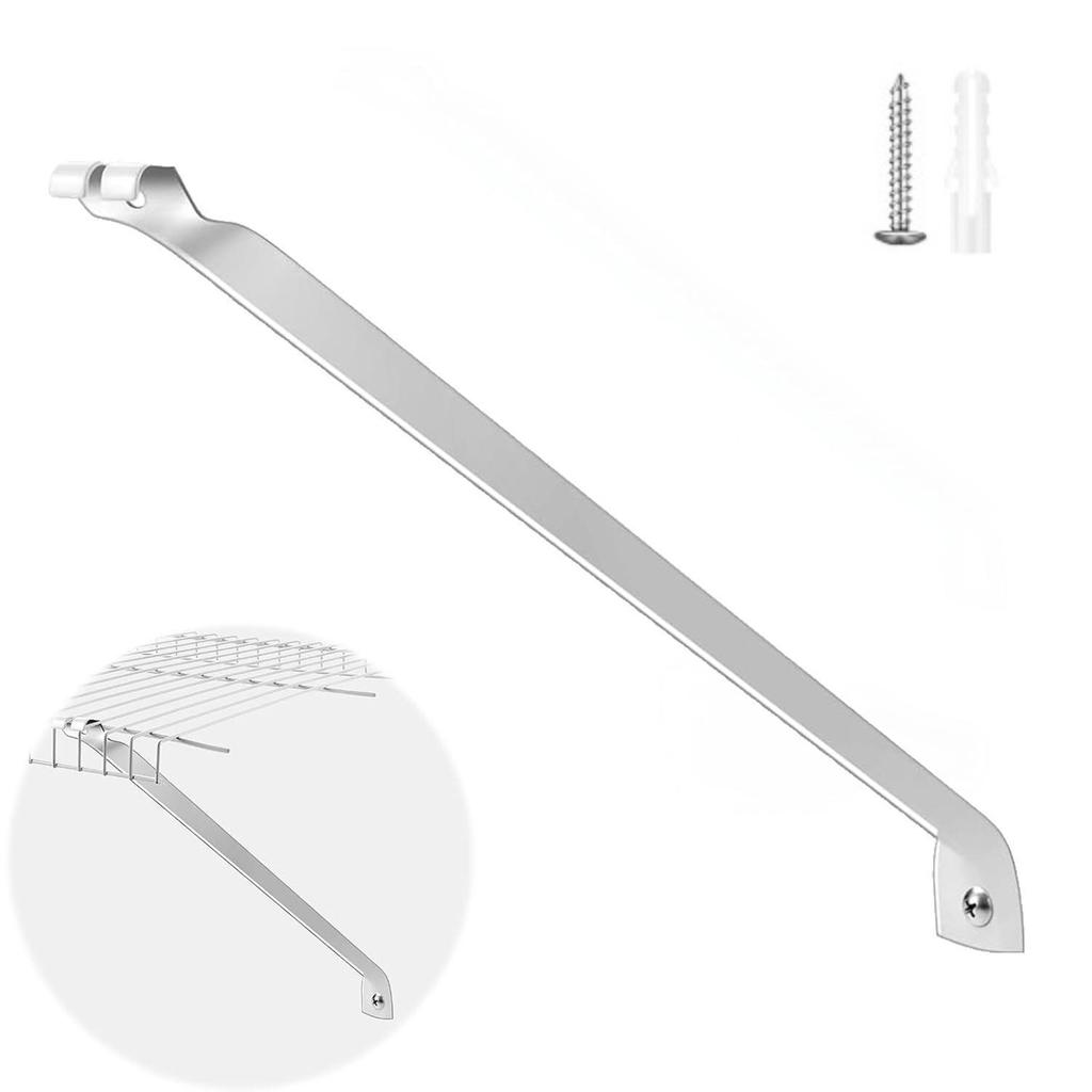 Set of 6 Multipurpose Closet Wire Shelf Support Brackets 17Inch Sturdy Stainless Steel With Installation Hardware