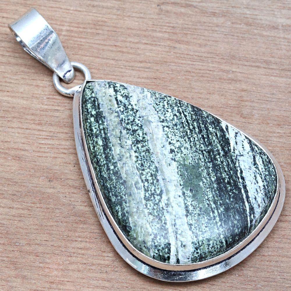 Pendant Zebra Jasper Gemstone Handmade Gift For Her Silver Jewelry 2.25"