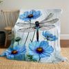1PC Dragonfly FlowersOutdoor Flannel Blanket - Soft Plush Decor for Picnics, camping, Bedroom, Playroom, Office, or Lunch Break 1224A