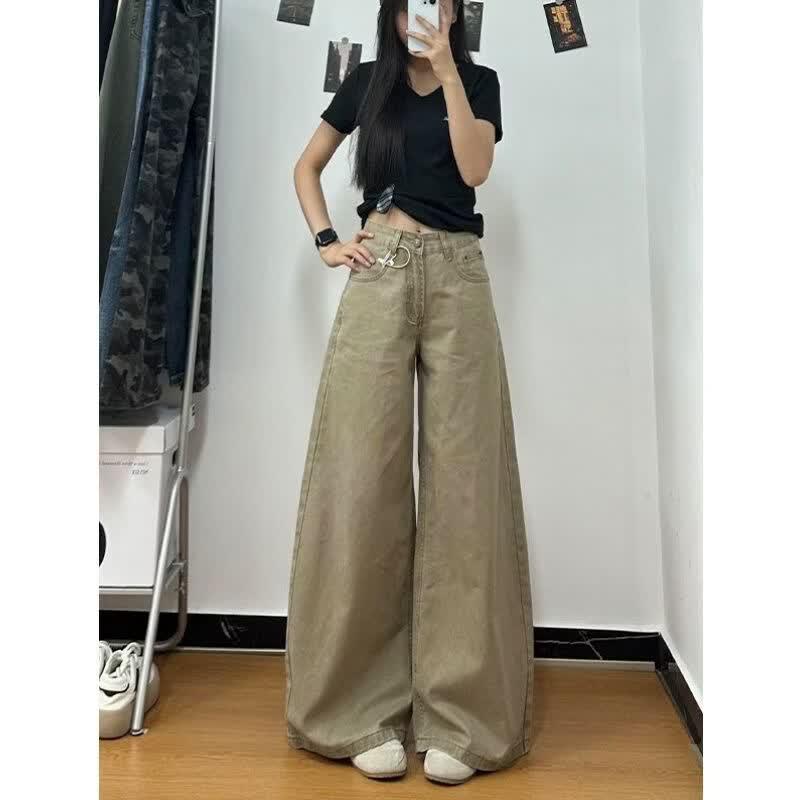 Women s Wide-Leg Loose Denim Pants XS