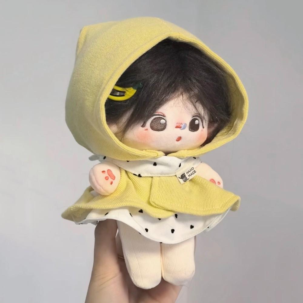 Elfenumhang, niedliche Puppenkleidung, gelber Hut, Baumwollpuppenkleidung, Puppenaccessoires