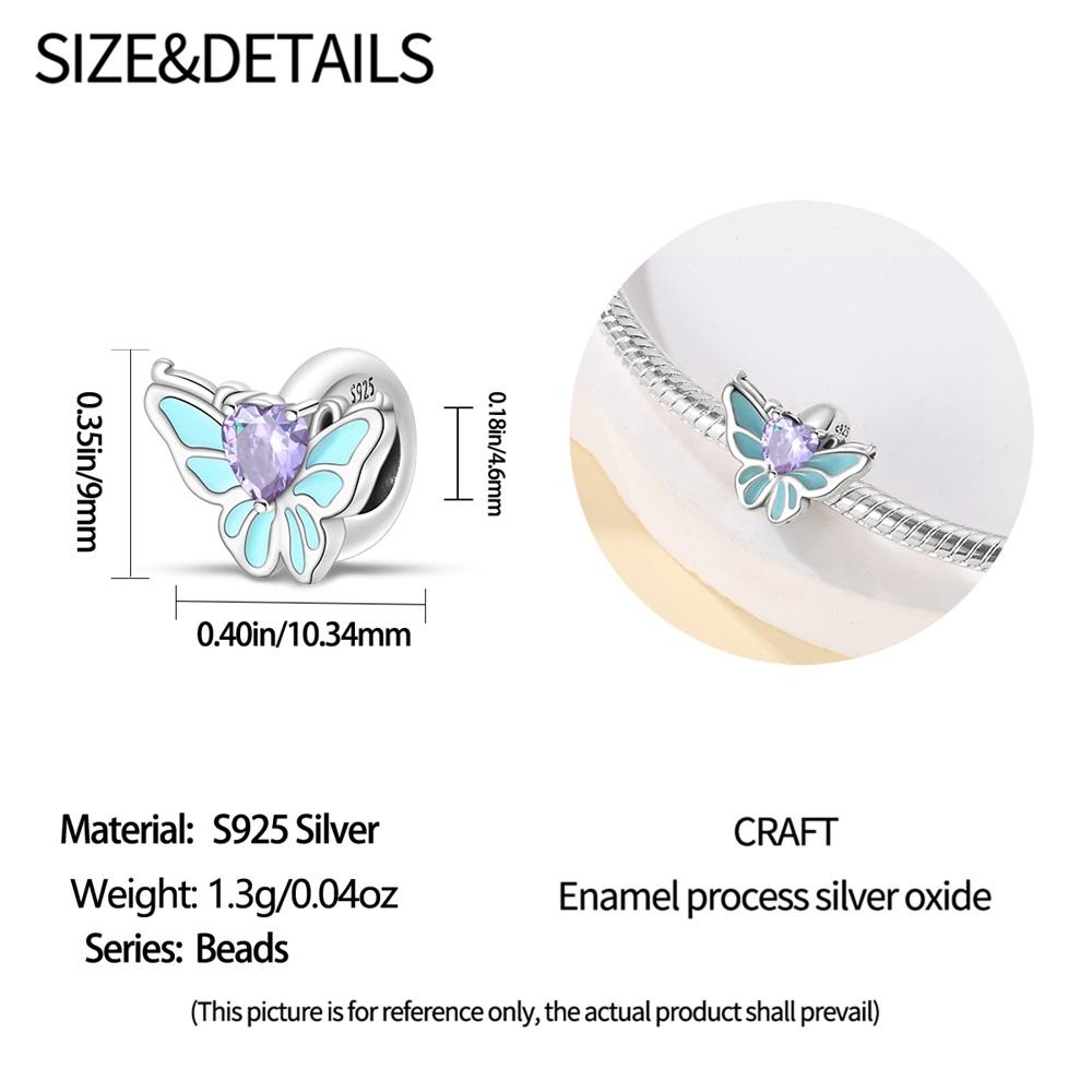 Pendant Charm Bead Copper Elegant Purple Rose Beads Fit Original Bracelet For Jewelry Making Valentine'S Day Gift