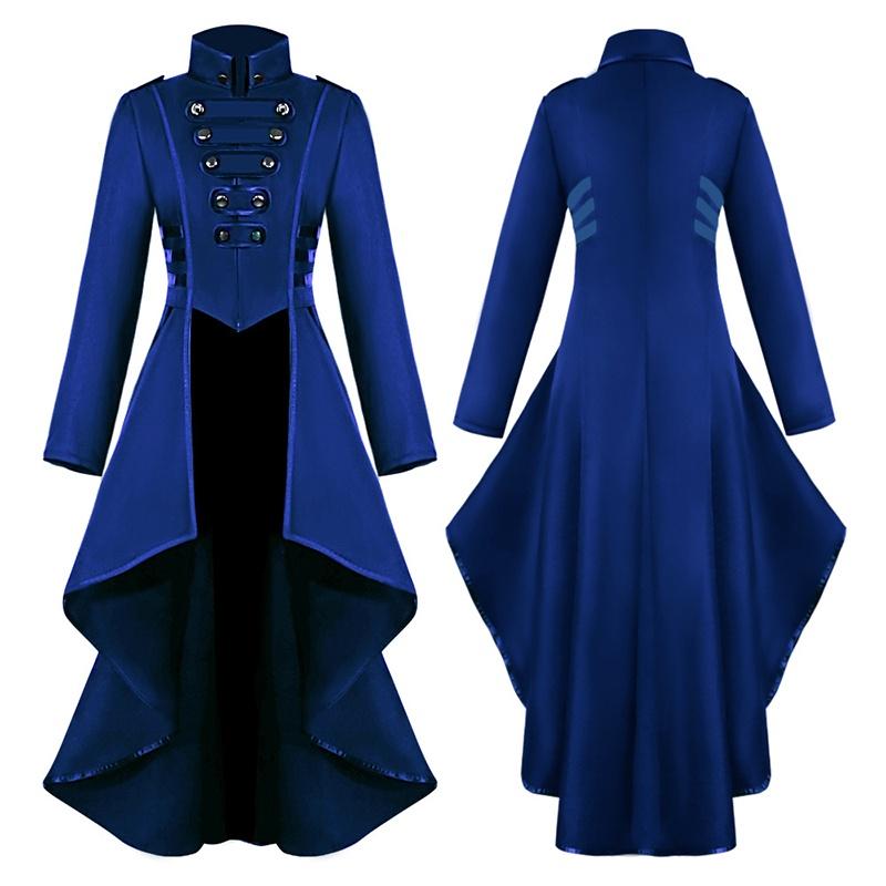 

Women Medieval Vintage Tuxedo Gothic Tailcoat Victorian Steampunk Coat Costume XL синий