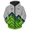 Europäischer und amerikanischer Herren- und Damen-Pullover mit Digitaldruck NFL-Fußball durchgehender Reißverschluss Kapuzenpullover, Strickjacke