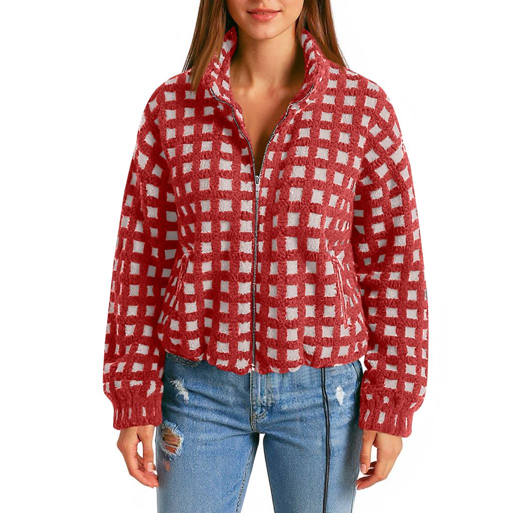 Women's Autumn/winter Lamb Cardigan Hooded Zipper Fleece Casual Coat