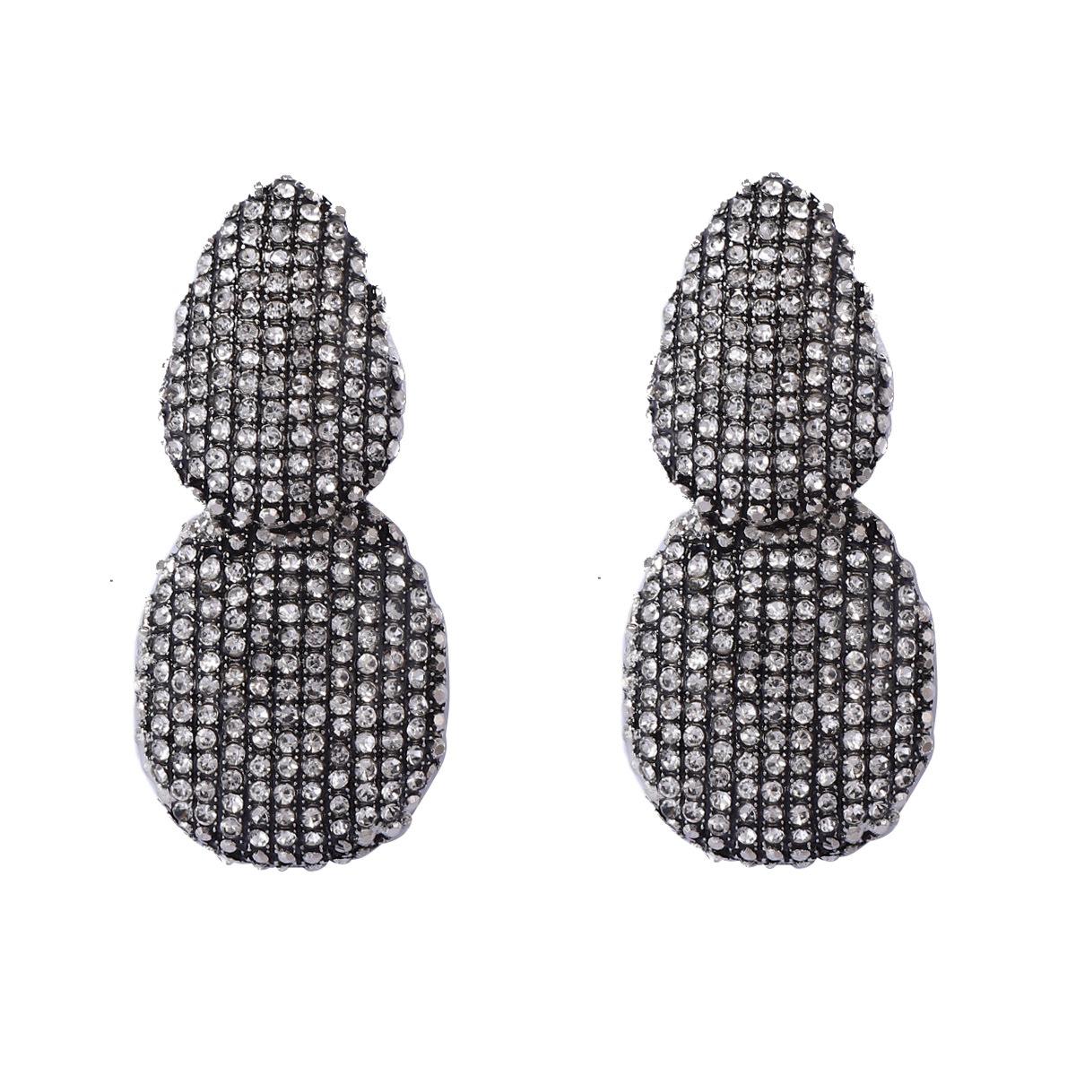 

Fashion Metal Rhinestone Oval Dangle Earrings ZAA New Luxury Elegant Earrings Women Party Zircon Accessories