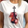 Watercolor Violin Graphic Tee - Music Lover's Artistic T-Shirt, Perfect Gift for Classical Music Enthusiasts, Vintage Instrument Art Apparel