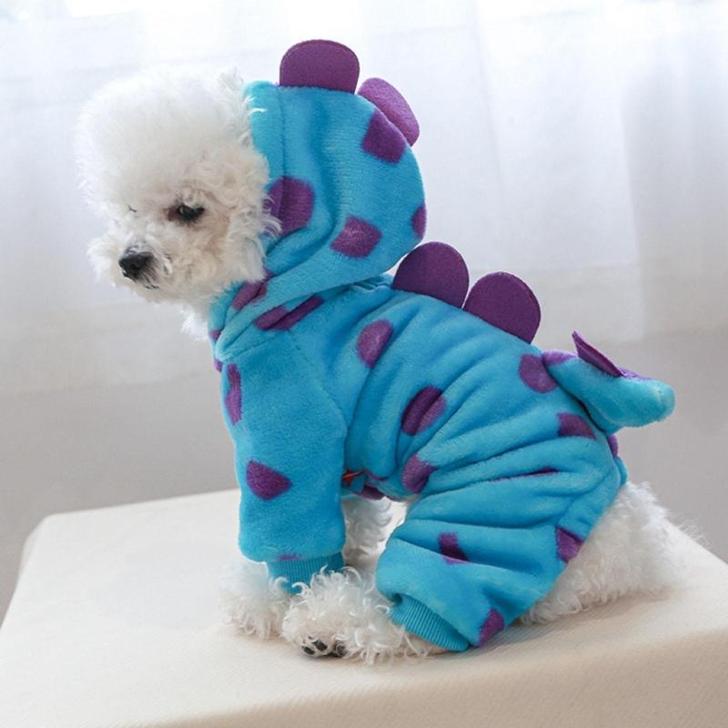 Fashion Pet Dog Jacket Winter Warm Clothes Lovely Cats Photo Dinosaur Costume