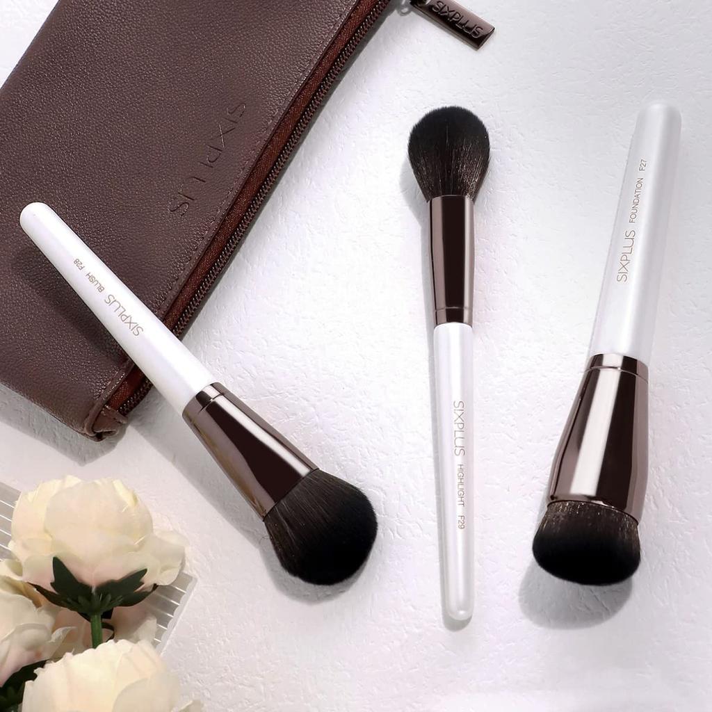 SIXPLUS White Pearl Face Makeup Brush Set of 3