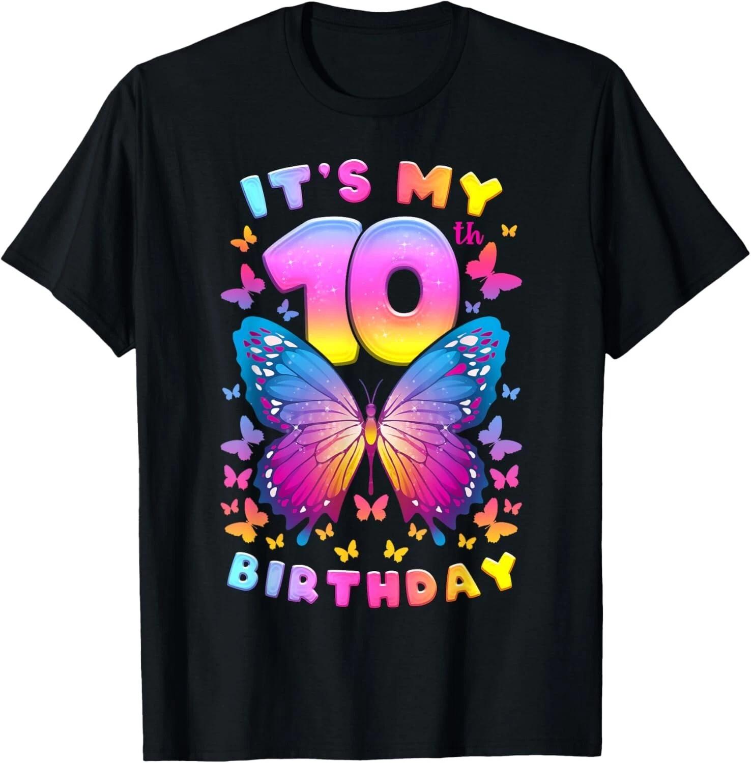 10th Birthday_ Girl 10 Years_ Butterfly_ Number 10 Gift Unisex T-Shirt S