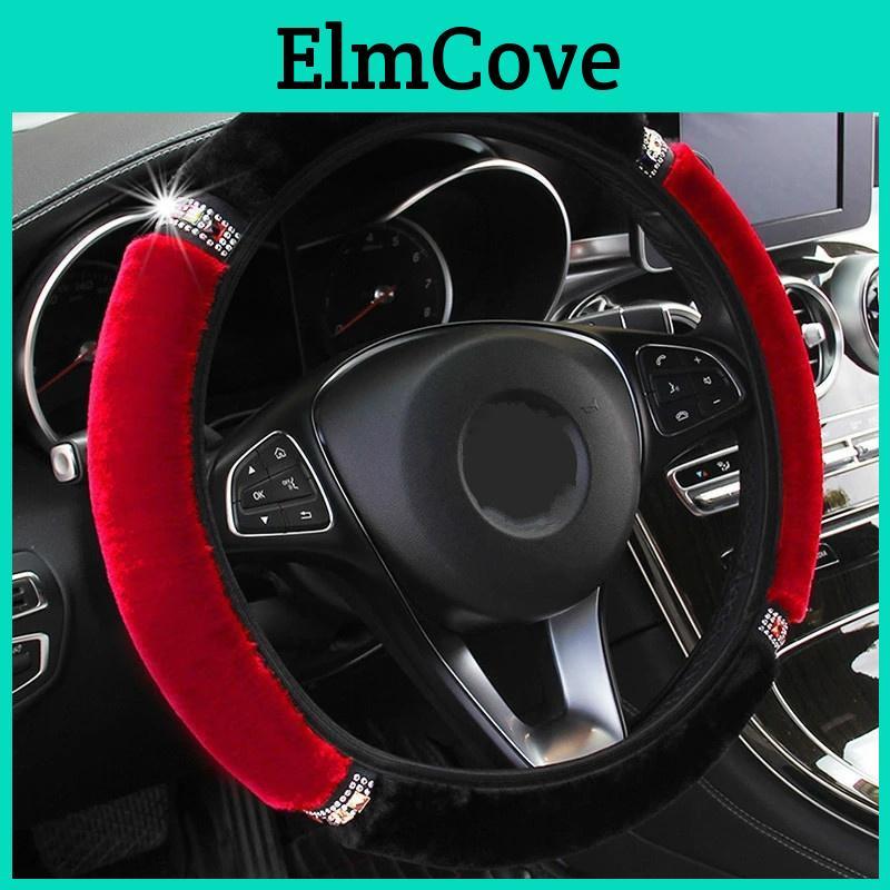 Plush 3738cm Diameter Universal Soft Rhinestone Car Steering Wheel Cover Interior Accessories Steeringcover Carstyling