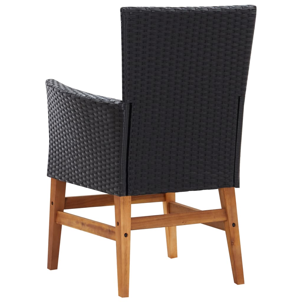 9 piece Garden Dining Set PE Rattan and Acacia Wood Black