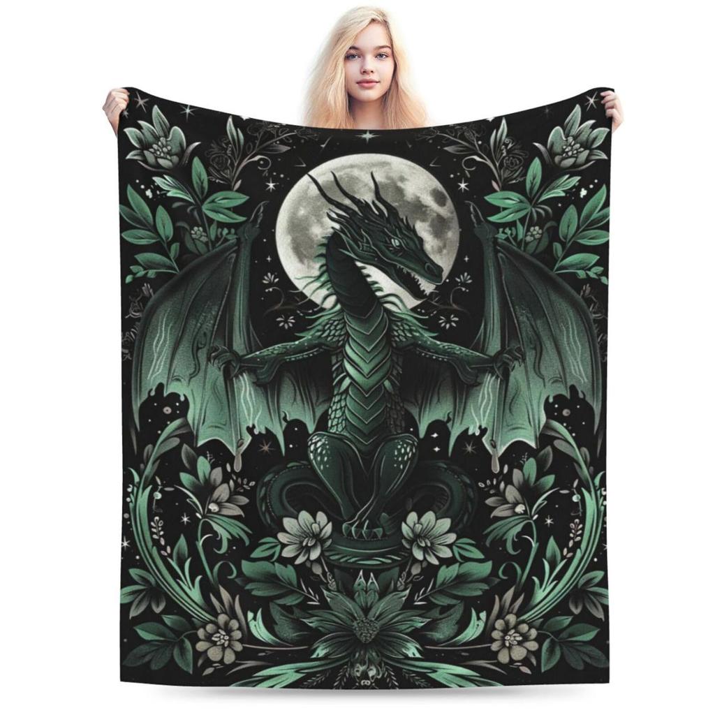 Grüne Drachenpflanze digital bedruckt Polyester Schlafzimmer Samt Flanell Überwurfdecke Fleece weiche Sofaüberwurfdecke Decken für Betten