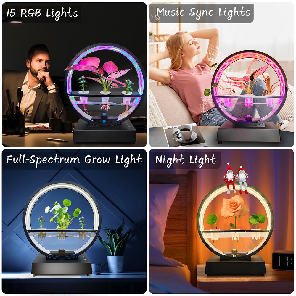 Water Feature Indoor with BT Speaker White Noise LED Ring Lights Tabletop Ornament Remote Control