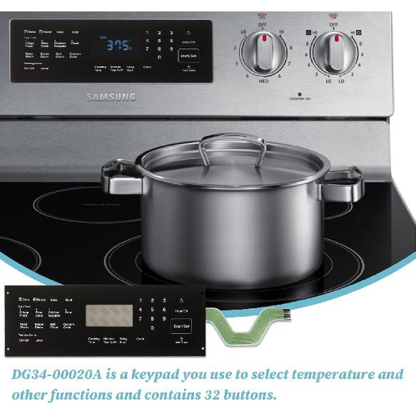 DG34-00020A Range Membrane Switch Touchpad Compatible with Samsung Electric Ranges Ovens, Replaces AP5623392, PS4240764, for NE594R0ABSR,