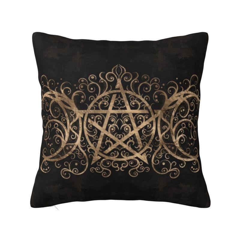 Custom Nordic Pentagram Pentacle Cushion Cover for Sofa Soft Triple Moon Goddess Pagan Wiccan Throw Pillow Case Home Decor