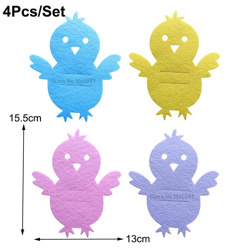 4Pcs Easter Knife Fork Holder Tableware Bag Non-woven Chick Rabbit Cutlery Bag Organizer Easter Bunny Party Supplies Home Decor