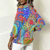 Women Oversized Long Sleeve T Shirt Abstract Wave Printed Casual Loose Daily Wear Blouse