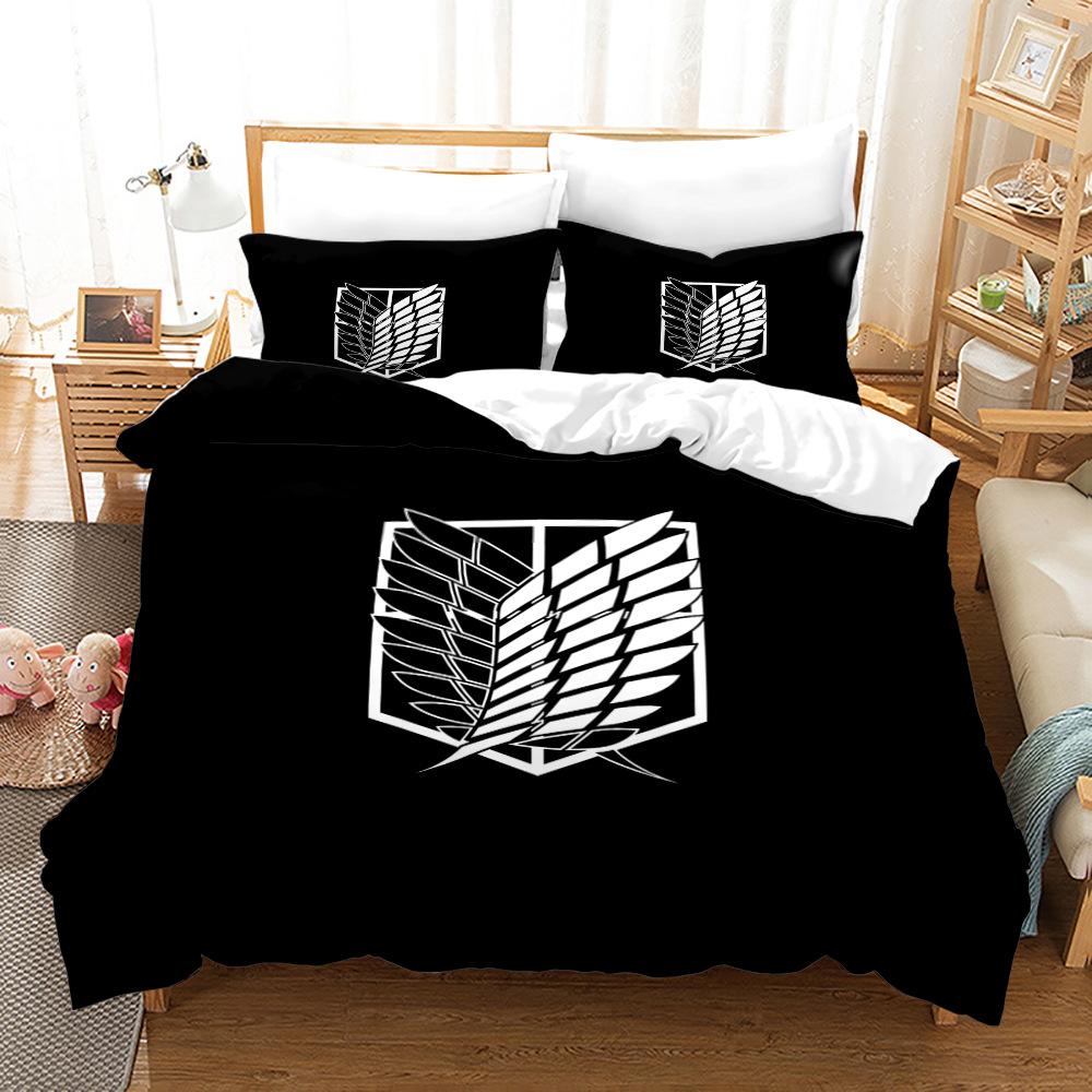 Attack On Titan Bedding Set Single Twin Full Queen King Size Attack On Titan Bed Set Children Kid Bedroom Duvetcover Sets 3D 003