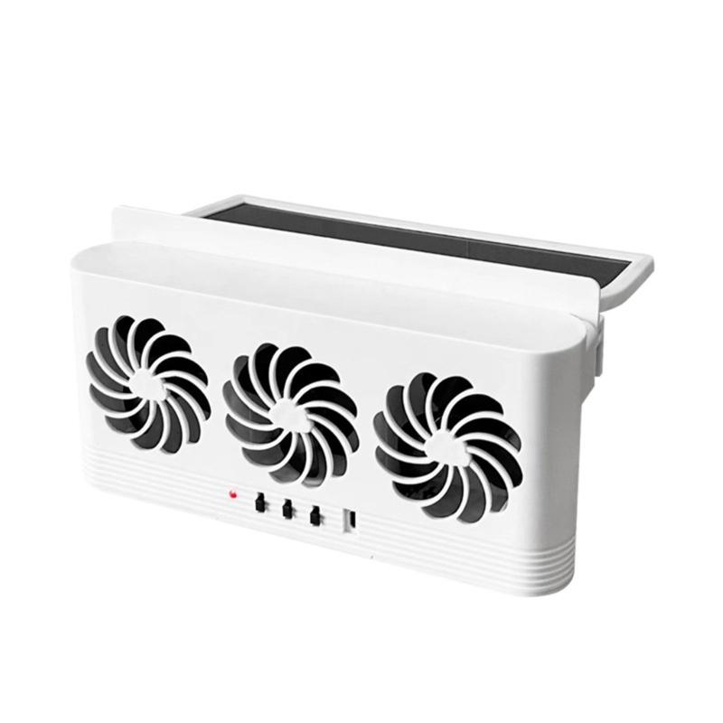 Auto Air Vent Fan Ventilation Radiator Car Cooling Fan Front Rear Window Exhaust Fan USB Charging Battery Solar Powered