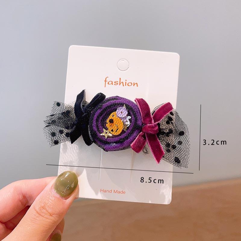 Halloween Children's Hair Accessories, Pumpkin Ghost, Funny Handmade Hair Clips, Black Bat Bow, Girl Party Hair Clips