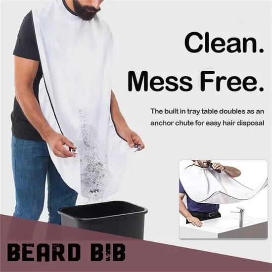 Beard Apron Beard Bib Shaving Apron Barber Cape Shaving Bib with Suction Cup - White