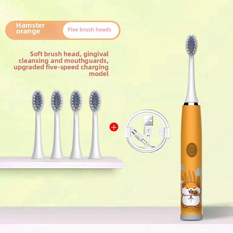 Children's Electric Toothbrush Cartoon Soft Hair IP7 Waterproof Sonic Automatic Ten Thousand Hair Brush U-shaped Toothbrush