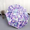Automatic Open/Close Umbrella with Floral Pattern - Purple Floral Umbrella, Compact Folding Design, Sturdy 8-Rib Shaft, Windpr