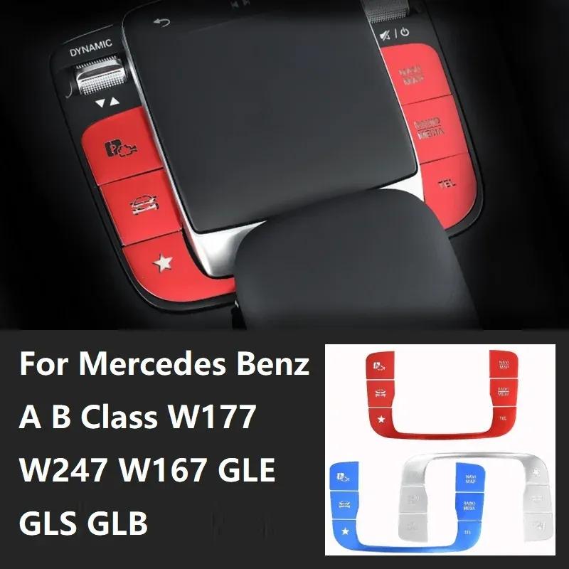 5 Stück Auto Mittelkonsole Multimedia Maus Schalter Tasten Abdeckung Aufkleber für Mercedes Benz A B Klasse W177 W247 W167 GLE GLS GLB